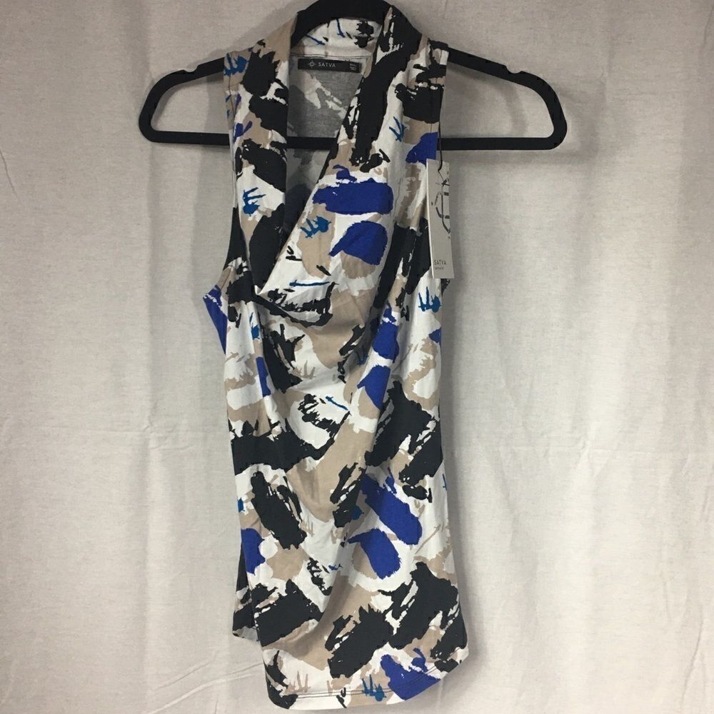 Satva workout tank Small blue black white